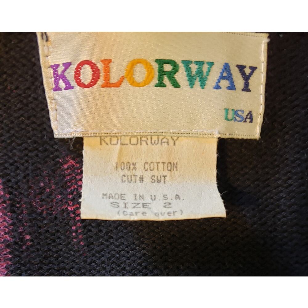 Kolorway size 2 = L/XL vintage colorful button-up sweater - Picture 5 of 5